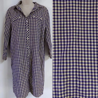 Theory Dinorah Yellow Purple Gingham Check Button Up Tunic Shirt Dress Preppy 10 - Image 1 of 4