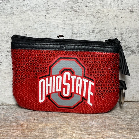 NCAA Ohio State Buckeyes Women's Zippered Coin Purse Sequins Red Black 5x3.5" Cover
