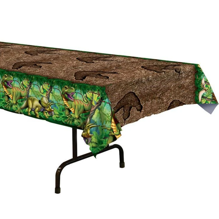 Dinosaur Plastic Banquet Tablecloth 54" x 108" Dinosaur Birthday Party Decor - Изображение 1 из 1