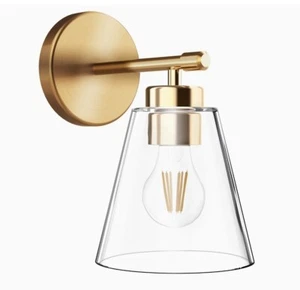 Hamilyeah Brushed Gold Wall Sconce, Bathroom Glass Modern Lighting Fixtures - Picture 1 of 5