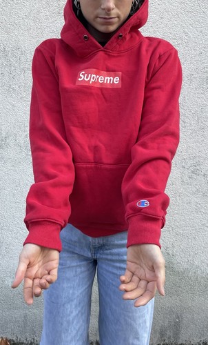 Supreme Felpa con Cappuccio Taglia L 100% Cotone Champion Maglione Donna