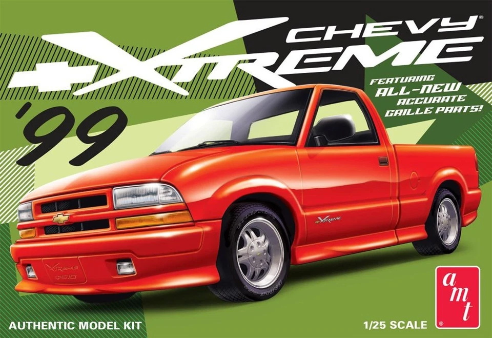 AMT 1514 CHEVY ‘99 XTREME S10 PICKUP TRUCK MODEL KIT--1/25 SCALE