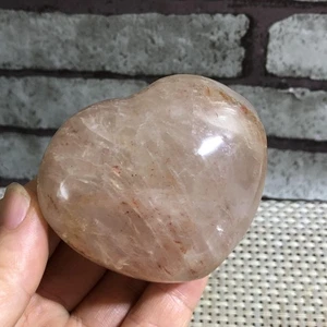 Natural red mirage multi inclusion Rainbow Crystal Heart palm stone 183g d209 - Picture 1 of 10