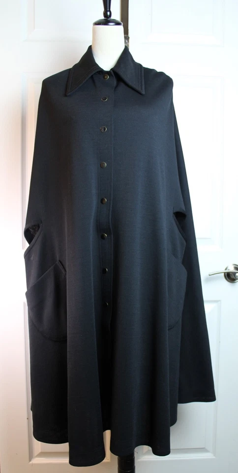 Abrigo de Colección Oscar de la Renta Boutique Negro Lana Capa Bolsillos Talla Única Elegante Foto 1 de 4