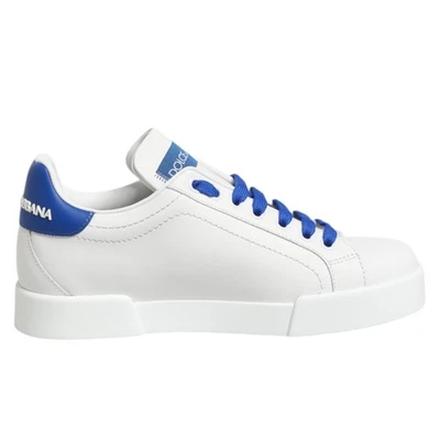 DOLCE & GABBANA Shoes White Blue Leather Low Top Sneakers EU36 / US5.5 600usd - Image 1 of 4