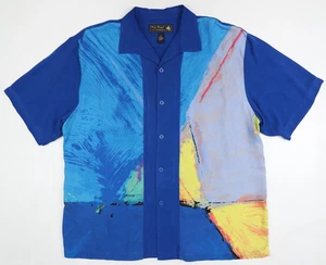 Nat Nast for Meridian Abstract Print Short Sleeve Retro Silk Shirt Men’s XL - Picture 1 of 4