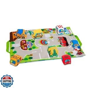 Melissa and Doug Take-Along Town Play Mat (19.25 x 14.25 inches) with 9 Soft  - Picture 1 of 5