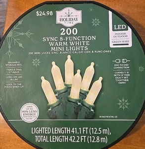 Holiday Time 200 Sync 8 Funktionen warmweiße Mini Lichter LED Innen/Außen - Bild 1 von 2