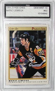 MARIO LEMIEUX #63 ~ 1991 O-PEE-CHEE ~ GEM MINT 10 NHL HOCKEY CARD - Picture 1 of 2