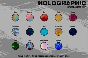 Holographic IRON-ON Heat Transfer Vinyl Film in 20"inches wide by the FT and YRD - Picture 1 of 15