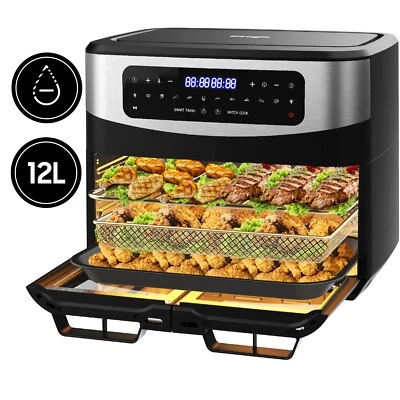ICEAGLE Heißluftfritteuse Dual Zone Heißluftfritteuse XXL,10 Programme, Air fryer 12L