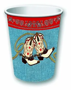 Way Out West Western Cowboy Beverage Cups Birthday Party Decor Tableware 8pc/pk - Picture 1 of 1