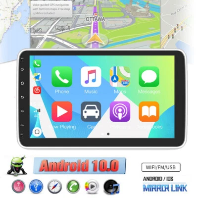 10.1" Android 10 Car Radio Single 1 DIN Touchscreen GPS Navi BT WIFI USB - Image 1 of 4