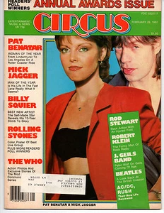 CIRCUS MAGAZINE February 1982 Pat Benatar Rod Stewart Mick Jagger Billy Squier - Picture 1 of 2