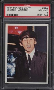PSA 8 1964 Beatles Diary George Harrison Rookie Card NM-MT Topps The #32A Rock