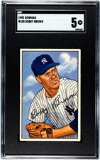 1952 Bowman BOBBY BROWN New York Yankees #105 SGC 5 EX Condition