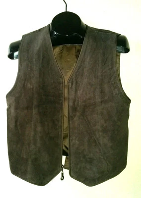 Chaleco Vintage MARSH LANDING Gamuza Cuero Talla S Marrón Impresionante Foto 1 de 4