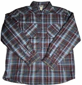 LL Bean Sherpa Lined Flannel Plaid Long Sleeve Snap Button Shirt Mens Size Large - Picture 1 of 6