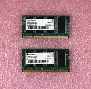 2 X 256MB INFINEON DDR-333 PC2700 NON-ECC SODIMM MEMORY RAM - HYS64D32020HDL-6-C - Picture 1 of 2