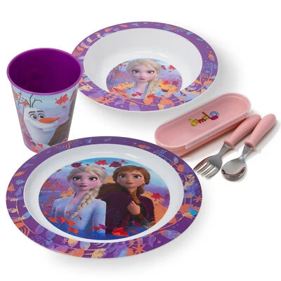 Set di stoviglie per bambini piatti per bambini Frozen Anna & Elsa set di stoviglie posate per bambini - Immagine 1 di 4