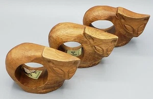 Vintage Wooden Cat Napkin Holder Rings Set of 3, Made in Philipines  - Picture 1 of 4