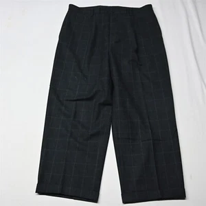 Nautica 38x29 Gray Windowpane Hampton Flannel Pleated Mens Dress Pants - Picture 1 of 9