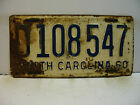 1960 South Carolina License Plate   D 108547       Vintage As5141