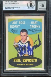 Phil Esposito Signed 1969-70 O-Pee-Chee Card #214 OPC Bruins BAS Slabbed Auto 10 - Picture 1 of 2