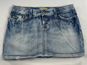 Y2K BKE Denim Mini Jean Skirt Low Rise Women Size 27 Grunge Retro Stonewash - Picture 1 of 9