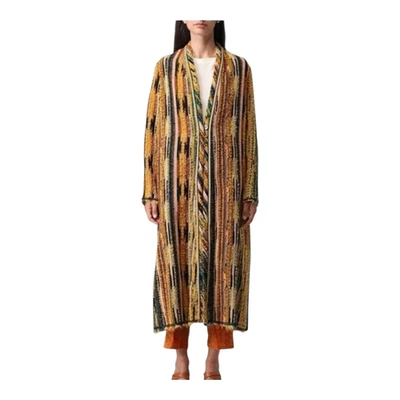 forte_forte Striped Jacquard Bouclé Long Coat Multicolor Marigold Size 0 US 2 - Image 1 of 4