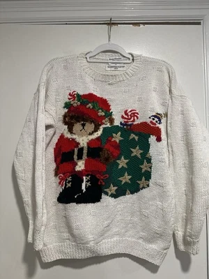 Suéter de Navidad con apliques de oso de peluche vintage 93 Marisa Christina Classics talla: M Foto 1 de 4