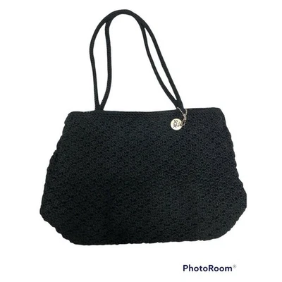 Bolso de Mano The Sak Crochet Macramé Negro Pequeño Demi Doble Mango Boho Hippie Gitano Foto 1 de 4