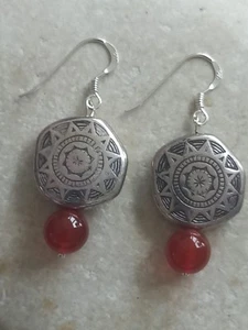 Orecchini Corniola Boho Shields - Argento Sterling 925 (solo ganci) - P&P omaggio - Foto 1 di 3