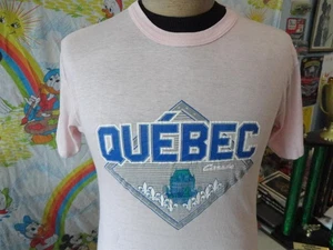 T-shirt vintage anni 80 Quebec Canada rosa chiaro taglia S - Foto 1 di 3