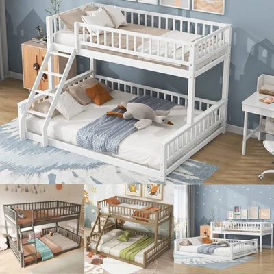 Litera doble XL / Full XL sobre cama queen con escalera y barandillas para dormitorio infantil Foto 1 de 4