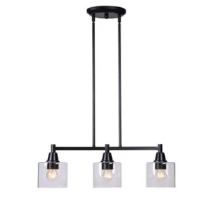 Hampton Bay Oron 3-Light Black Linear Island Pendant Hanging Light, Kitchen Ligh - Picture 1 of 6