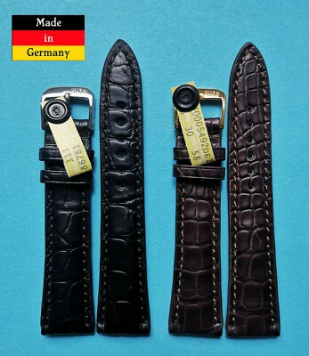 RIOS1931 auténtica pulsera de reloj Louisiana Kroko 20/16 mm negro marrón Made in Germany / 50