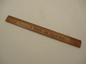 Vintage 12" Wood Advertising Ruler M Mulzer Son Adrian Michigan Boots Shoes - Picture 1 of 2
