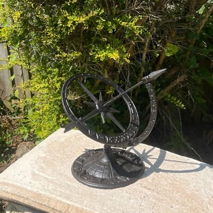 Sundial Garden Ornament Armillary Sphere Outdoor Rustic Antique Style Decoration - Picture 1 of 6