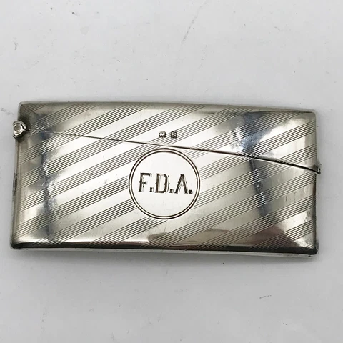 VINTAGE SOLID SILVER CALLING CARD CASE HALLMARK BIRMINGHAM 46g Cover