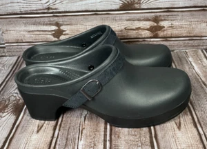 CROCS Sarah Women's 10 Black Slip-On Heel Clog Mule Buckle Shoes 203631 NWOT - Picture 1 of 9