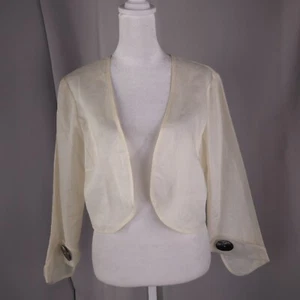 Vintage Womens Jacket Large Cream Cropped Big Button Western Neutral Layer NEW - Picture 1 of 12