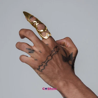 Punk Ring Rock Scroll Joint Armor Knuckle Metal Full Finger Halloween Ring - Image 1 of 4