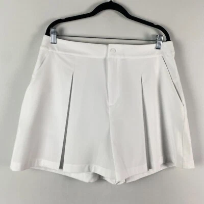 Pantalones Cortos RLX Ralph Lauren Blancos Pierna Ancha Plisados L Cintura Elástica Golf Tenis Foto 1 de 4