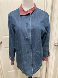 Vintage Pendleton Women Reversible Denim Cotton Jacket Pockets SZ S - Picture 1 of 12