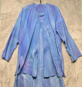 Olivia Batchelder Dress Cardigan Set Womens Large Blue Purple Silk Art To Wear - Picture 1 of 20