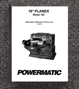 Model 180 18" Planer Instruction & Parts List Manual Fits Powermatic 0238 -M180 - Picture 1 of 18