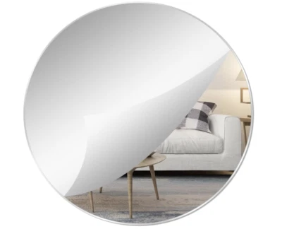 40cm Round Wall Mirror Self Adhesive Circle Glass HD Large Wall Mirror 16" - Image 1 of 4