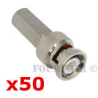 50 Pack Lot BNC Male Twist-On Connector End for RG59 Coax Cable CCTV Camera DVR