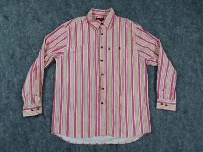 Levis Shirt Mens XL Pink Yellow Pinstripe Type 1 Jeans Denim Retro Western - Image 1 of 4